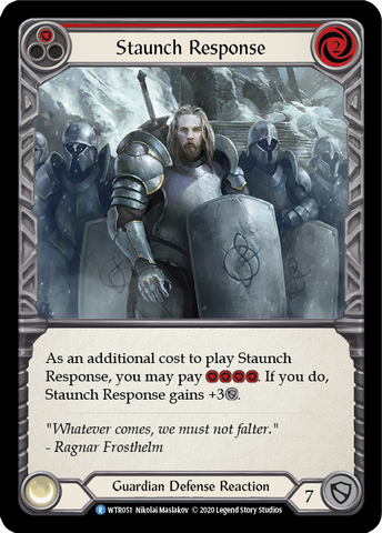Flesh and Blood TCG | Staunch Response (Red) [U-WTR051] (Welcome to Rathe Unlimited)  Unlimited Normal | The Nerd Merchant