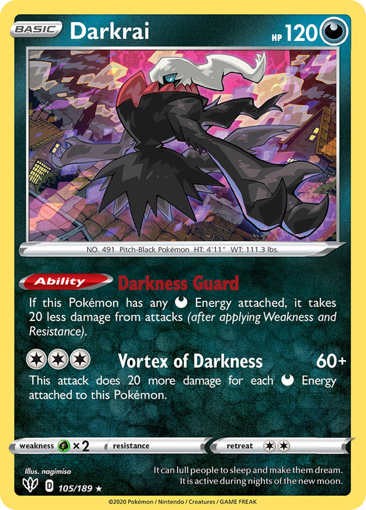 Pokemon | Darkrai (105/189) (Theme Deck Exclusive) [Sword & Shield: Darkness Ablaze] | The Nerd Merchant