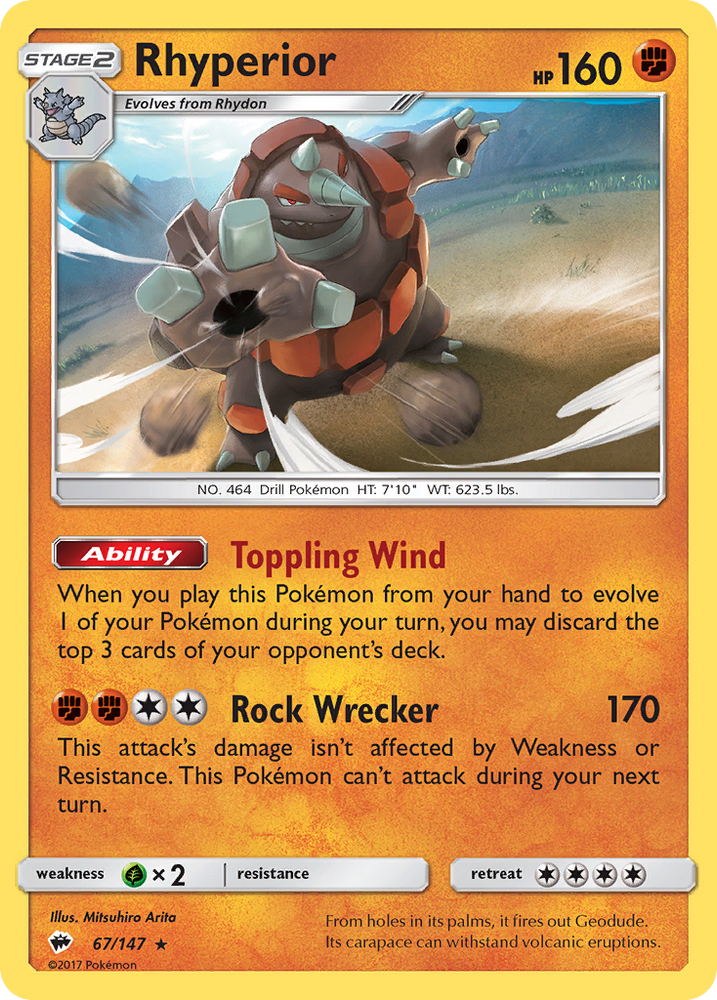 Pokemon | Rhyperior (67/147) [Sun & Moon: Burning Shadows] | The Nerd Merchant