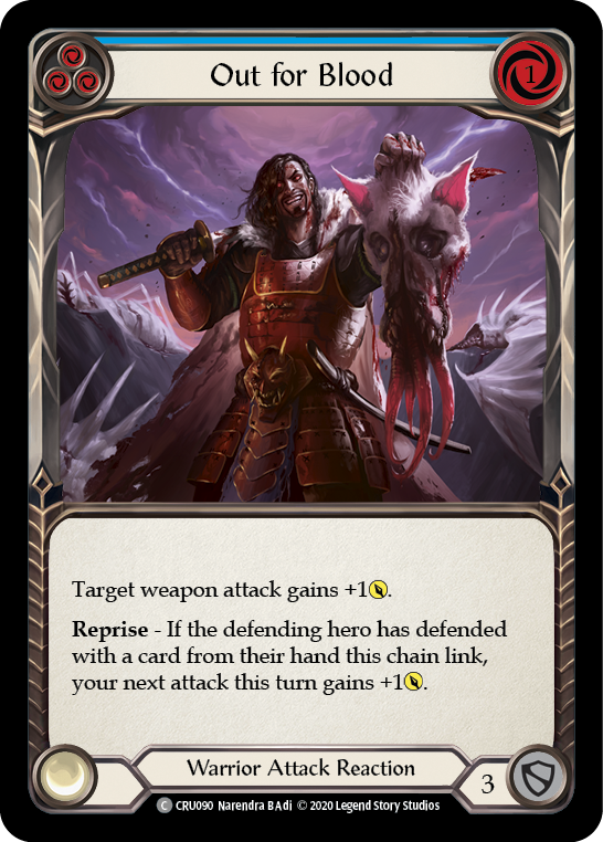 Flesh and Blood TCG | Out for Blood (Blue) [CRU090] (Crucible of War)  1st Edition Rainbow Foil | The Nerd Merchant