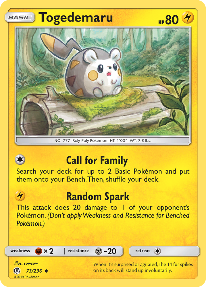 Pokemon| Togedemaru (73/236) [Sun & Moon: Cosmic Eclipse] | The Nerd Merchant