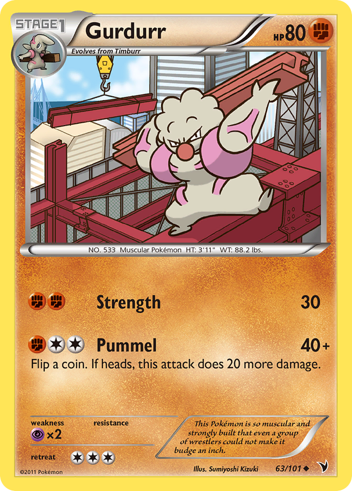 Pokemon | Gurdurr (63/101) [Black & White: Noble Victories] | The Nerd Merchant