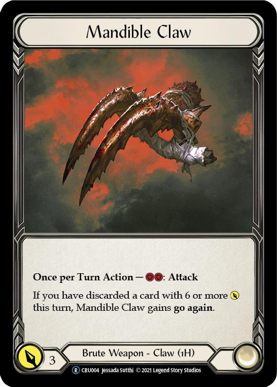 Flesh and Blood TCG | Mandible Claw [U-CRU004] (Crucible of War Unlimited)  Unlimited Rainbow Foil | The Nerd Merchant