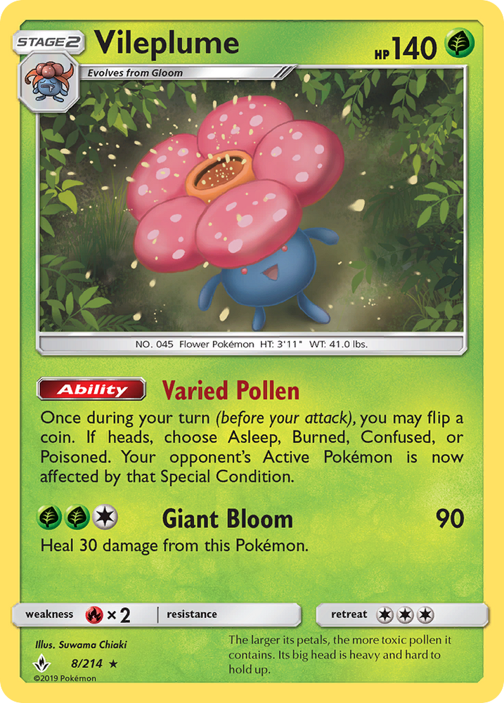 Pokemon | Vileplume (8/214) [Sun & Moon: Unbroken Bonds] | The Nerd Merchant