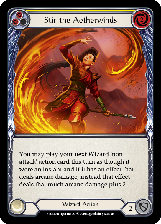 Flesh and Blood TCG | Stir the Aetherwinds (Yellow) [ARC130-R] (Arcane Rising)  1st Edition Normal | The Nerd Merchant