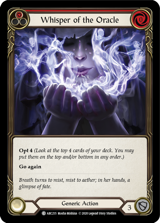 Flesh and Blood TCG | Whisper of the Oracle (Red) [U-ARC215] (Arcane Rising Unlimited)  Unlimited Rainbow Foil | The Nerd Merchant