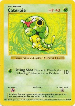 Pokemon | Caterpie (45/102) [Base Set Shadowless Unlimited] | The Nerd Merchant