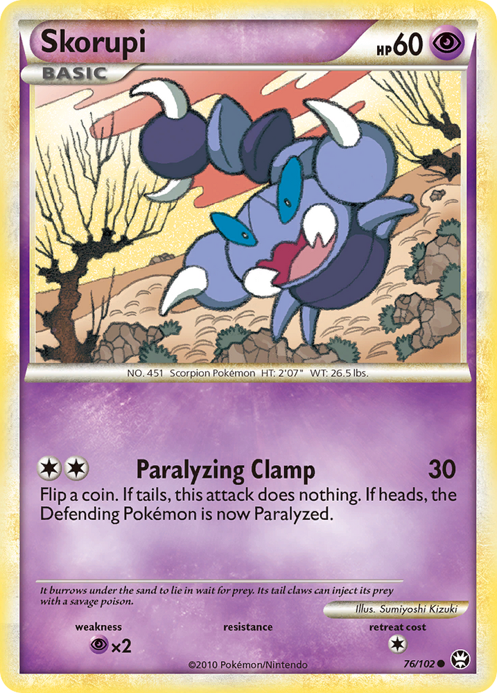 Pokemon | Skorupi (76/102) [HeartGold & SoulSilver: Triumphant] | The Nerd Merchant