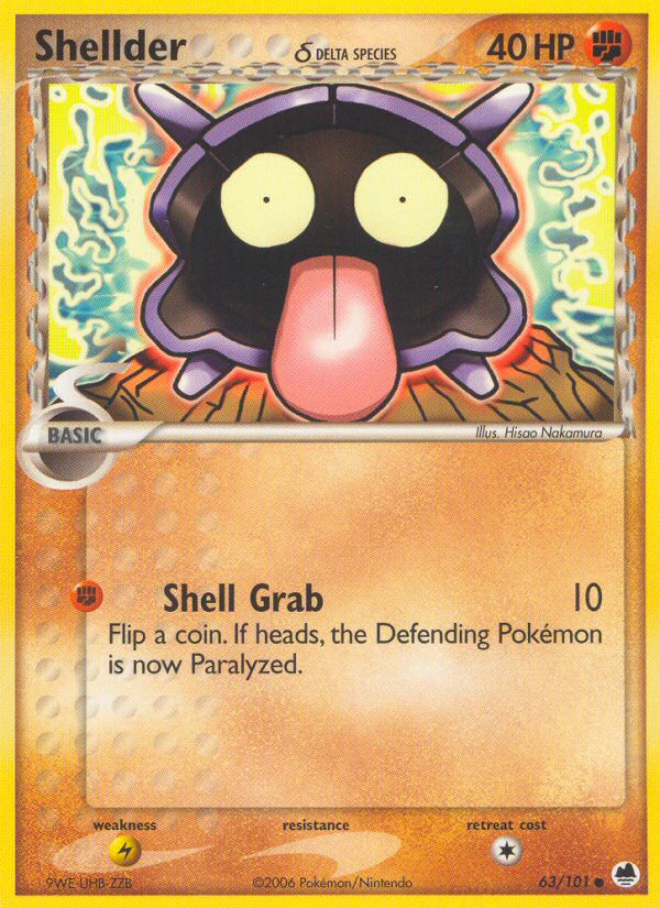 Pokemon | Shellder (63/101) (Delta Species) [EX: Dragon Frontiers] | The Nerd Merchant