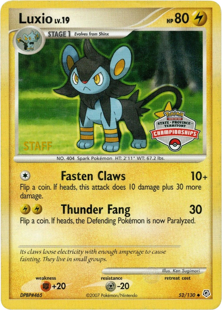Pokemon | Luxio (52/130) (State Championship Promo) [Diamond & Pearl: Base Set] | The Nerd Merchant