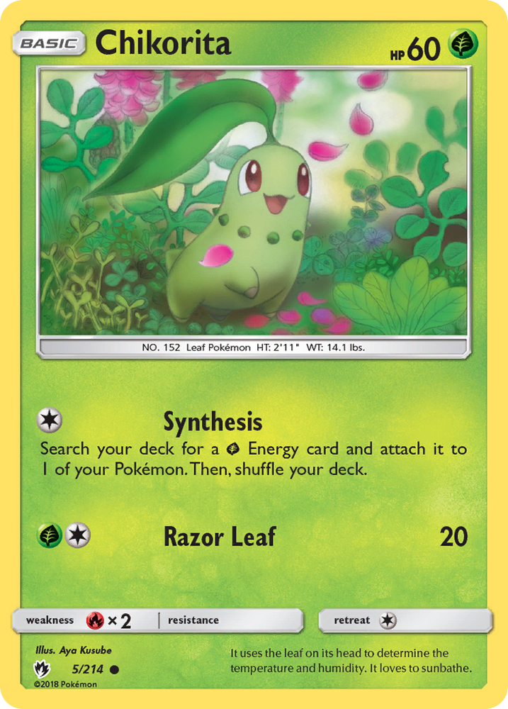 Pokemon | Chikorita (5/214) [Sun & Moon: Lost Thunder] | The Nerd Merchant
