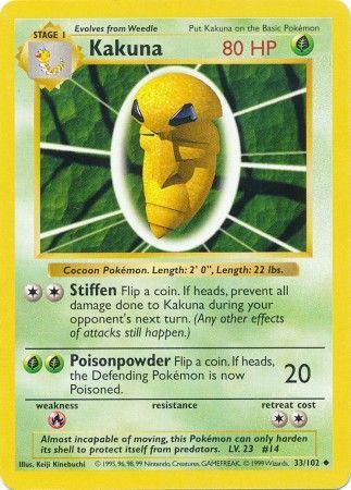 Pokemon | Kakuna (33/102) [Base Set Shadowless Unlimited] | The Nerd Merchant