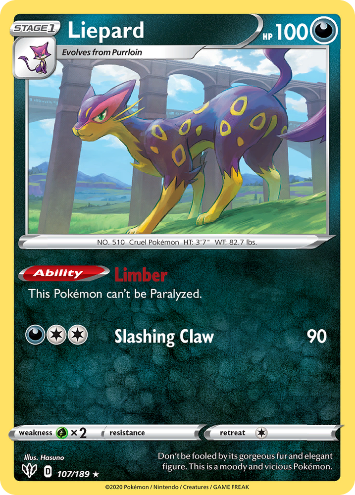 Pokemon | Liepard (107/189) [Sword & Shield: Darkness Ablaze] | The Nerd Merchant