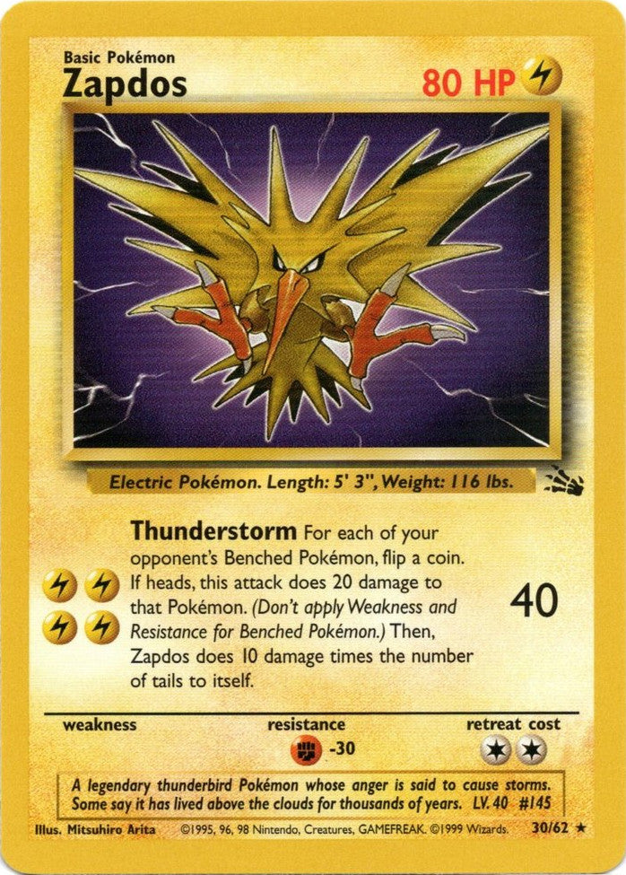 Pokemon | Zapdos (30/62) [Fossil Unlimited] | The Nerd Merchant