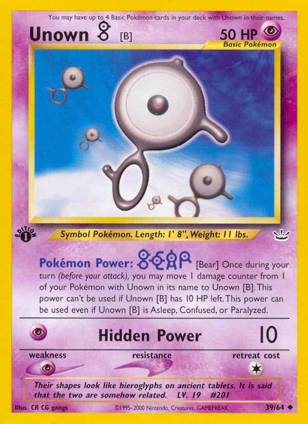 Pokemon | Unown [B] (39/64) [Neo Revelation 1st Edition] | The Nerd Merchant