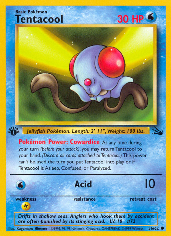 Pokemon | Tentacool (56/62) [Fossil 1st Edition] | The Nerd Merchant