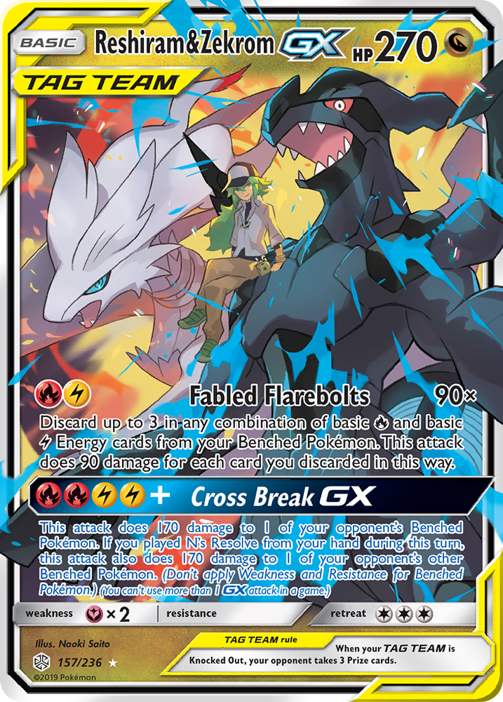 Pokemon| Reshiram & Zekrom GX (157/236) [Sun & Moon: Cosmic Eclipse] | The Nerd Merchant