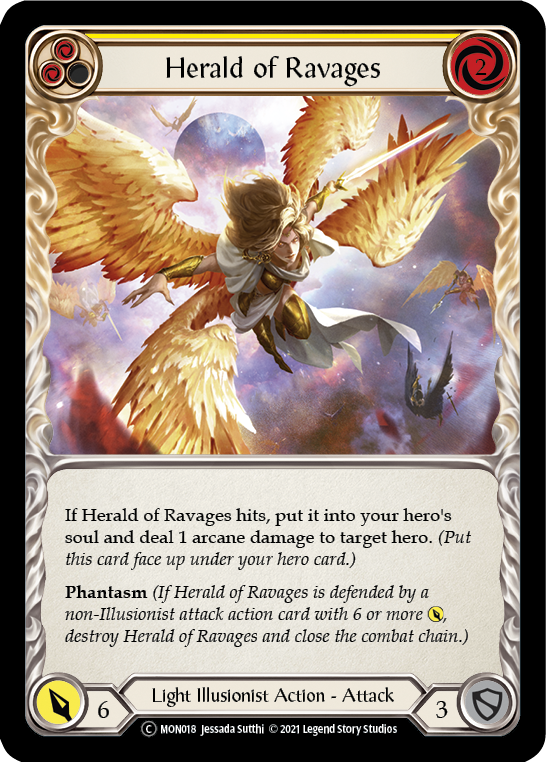Flesh and Blood TCG | Herald of Ravages (Yellow) [U-MON018] (Monarch Unlimited)  Unlimited Normal | The Nerd Merchant