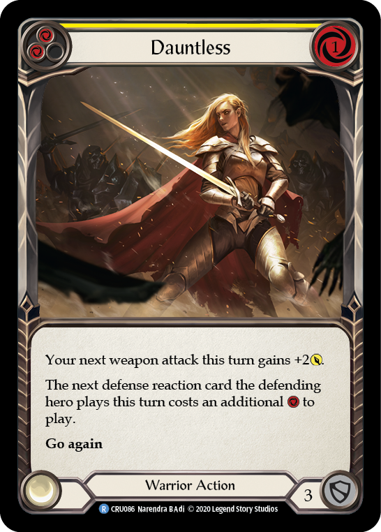 Flesh and Blood TCG | Dauntless (Yellow) [CRU086] (Crucible of War)  1st Edition Rainbow Foil | The Nerd Merchant