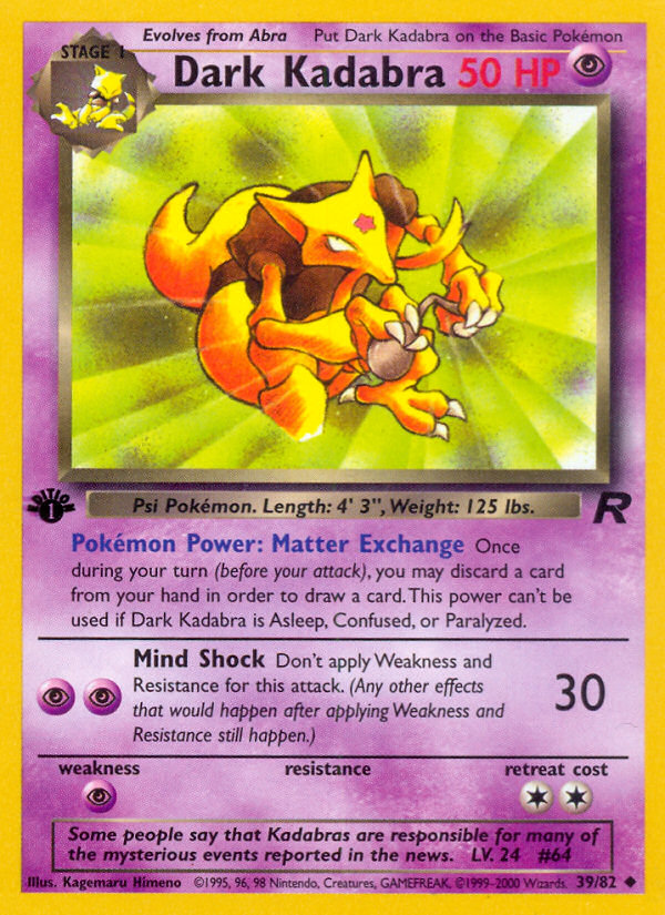 Pokemon | Dark Kadabra (39/82) [Team Rocket 1st Edition] | The Nerd Merchant