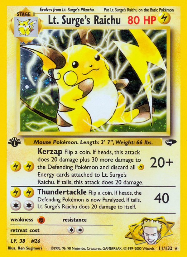 Pokemon | Lt. Surge's Raichu (11/132) [Gym Challenge 1st Edition] | The Nerd Merchant