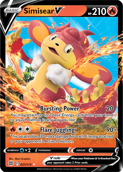 Pokemon | Simisear V (027/172) [Sword & Shield: Brilliant Stars] | The Nerd Merchant