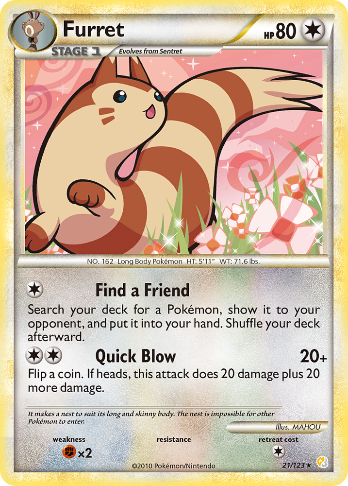 Pokemon | Furret (21/123) [HeartGold & SoulSilver: Base Set] | The Nerd Merchant