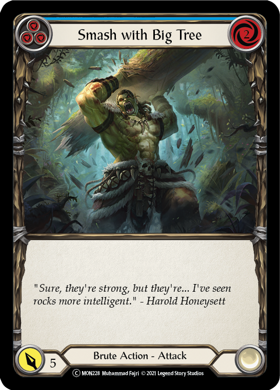 Flesh and Blood TCG | Smash with Big Tree (Blue) [U-MON228-RF] (Monarch Unlimited)  Unlimited Rainbow Foil | The Nerd Merchant