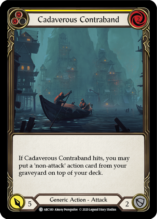 Flesh and Blood TCG | Cadaverous Contraband (Yellow) [U-ARC180] (Arcane Rising Unlimited)  Unlimited Rainbow Foil | The Nerd Merchant