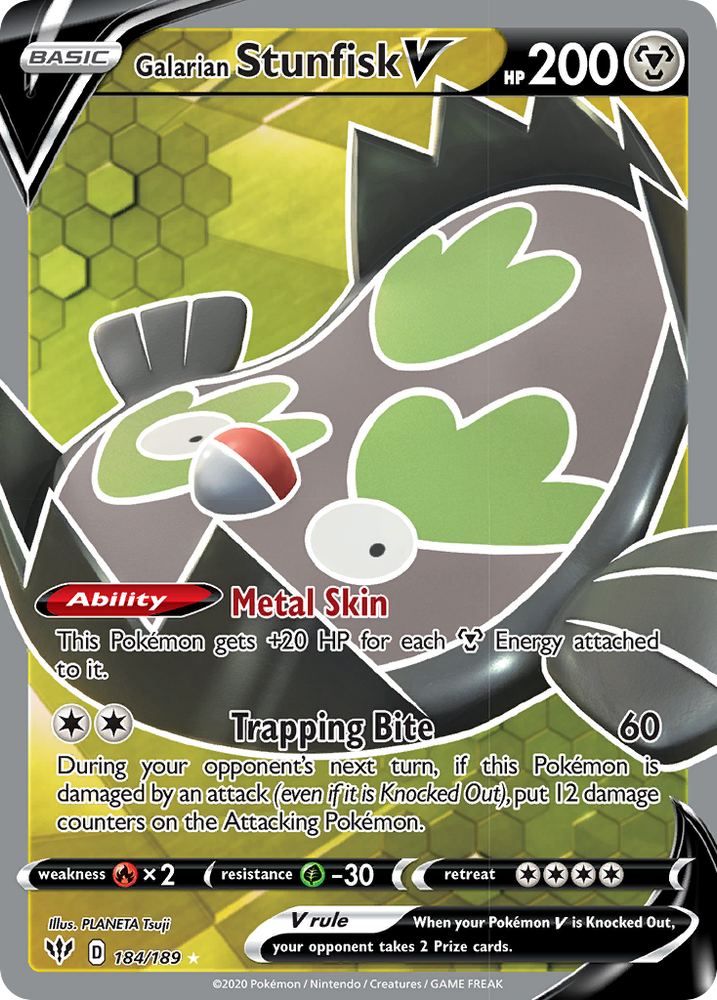 Pokemon | Galarian Stunfisk V (184/189) [Sword & Shield: Darkness Ablaze] | The Nerd Merchant