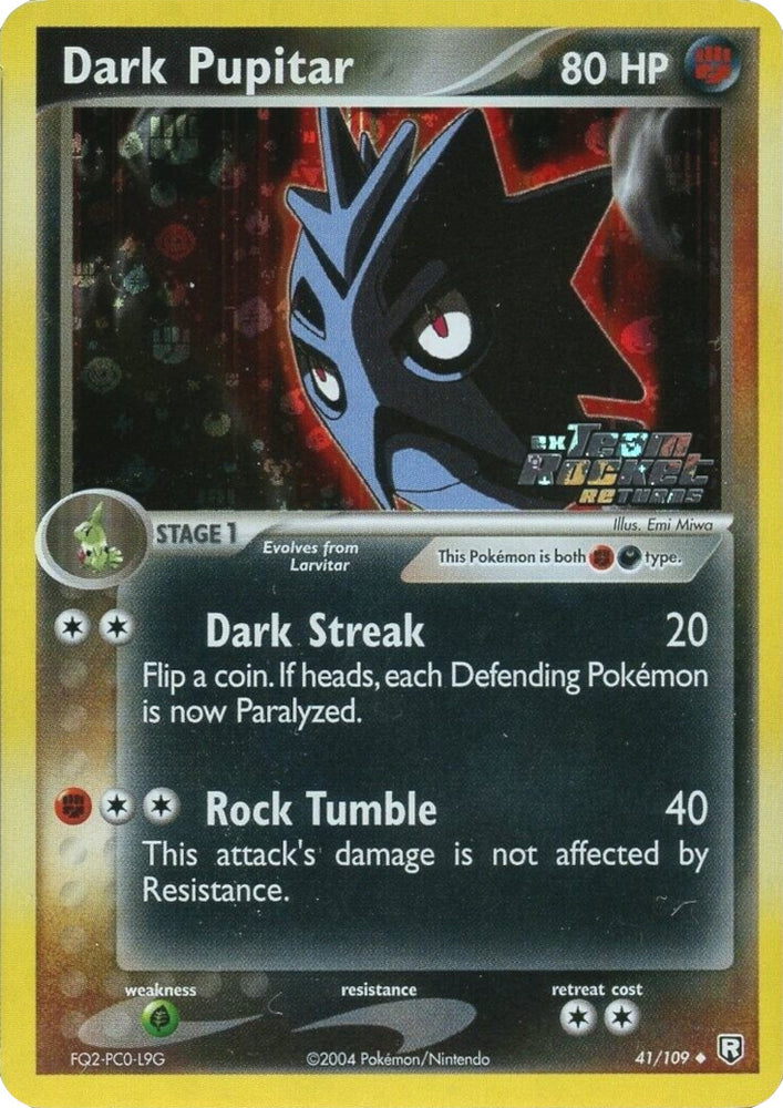 Pokemon | Dark Pupitar (41/109) (Stamped) [EX: Team Rocket Returns] | The Nerd Merchant