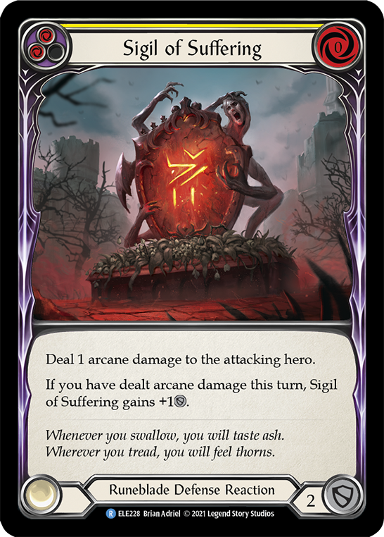 Flesh and Blood TCG | Sigil of Suffering (Yellow) [ELE228] (Tales of Aria)  1st Edition Rainbow Foil | The Nerd Merchant