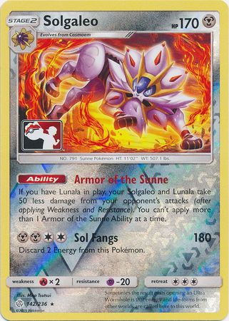 Pokemon| Solgaleo (142/236) (Pokemon Club Special Print) [Sun & Moon: Cosmic Eclipse] | The Nerd Merchant