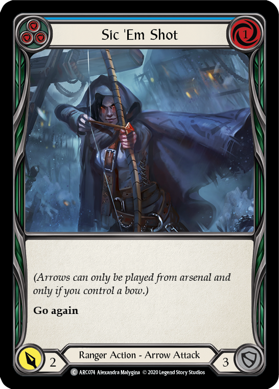 Flesh and Blood TCG | Sic 'Em Shot (Blue) [U-ARC074] (Arcane Rising Unlimited)  Unlimited Rainbow Foil | The Nerd Merchant