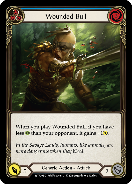 Flesh and Blood TCG | Wounded Bull (Blue) [WTR202-C] (Welcome to Rathe)  Alpha Print Rainbow Foil | The Nerd Merchant