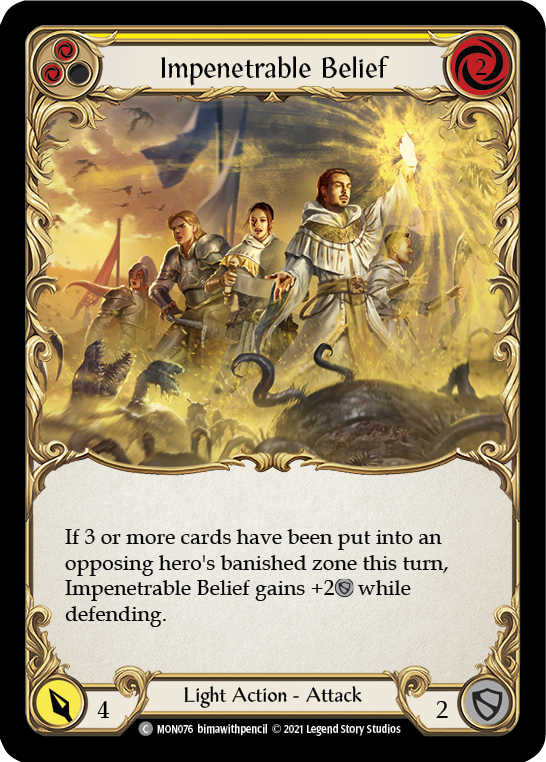 Flesh and Blood TCG | Impenetrable Belief (Yellow) [MON076-RF] (Monarch)  1st Edition Rainbow Foil | The Nerd Merchant