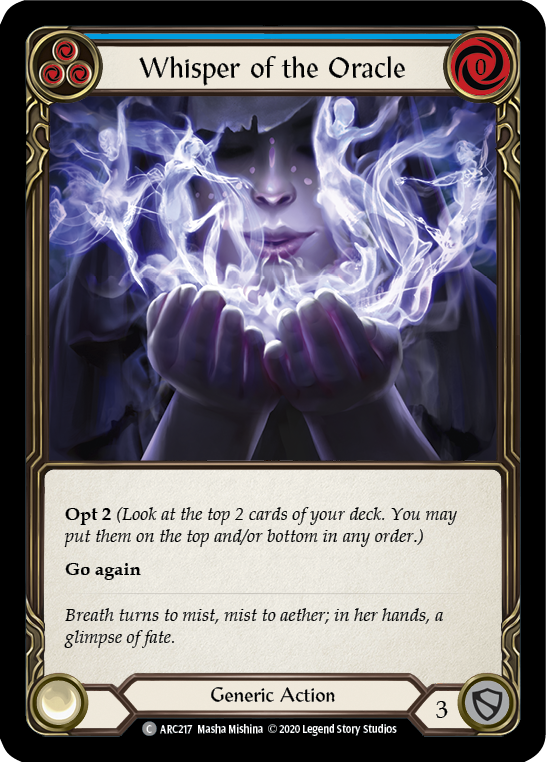 Flesh and Blood TCG | Whisper of the Oracle (Blue) [U-ARC217] (Arcane Rising Unlimited)  Unlimited Rainbow Foil | The Nerd Merchant