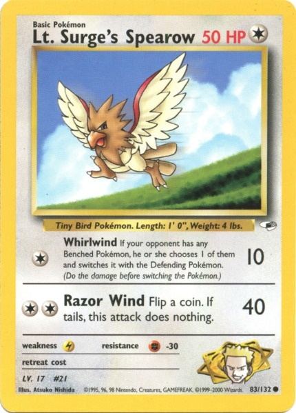 Pokemon | Lt. Surge's Spearow (83/132) [Gym Heroes Unlimited] | The Nerd Merchant
