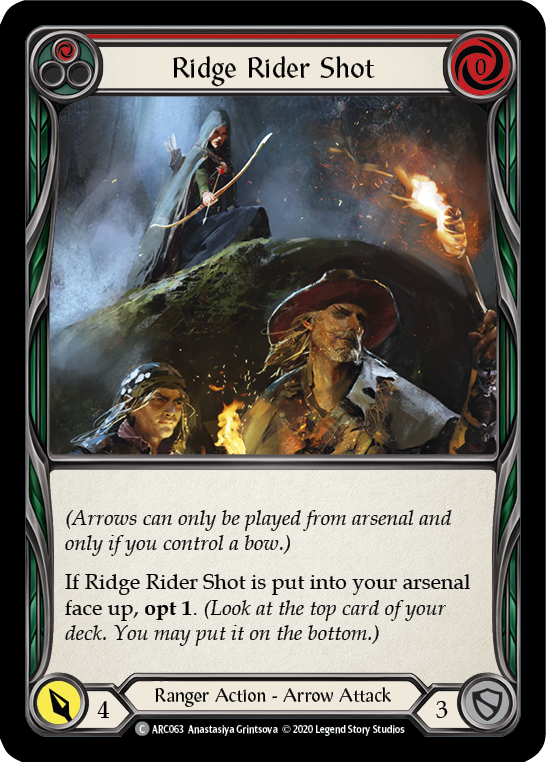 Flesh and Blood TCG | Ridge Rider Shot (Red) [U-ARC063] (Arcane Rising Unlimited)  Unlimited Rainbow Foil | The Nerd Merchant