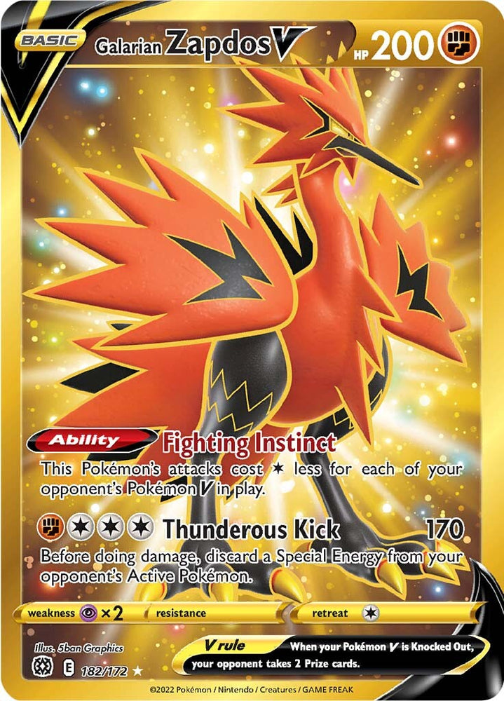 Pokemon | Galarian Zapdos V (182/172) [Sword & Shield: Brilliant Stars] | The Nerd Merchant