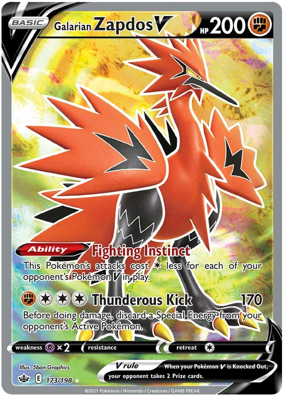 Pokemon | Galarian Zapdos V (173/198) [Sword & Shield: Chilling Reign] | The Nerd Merchant