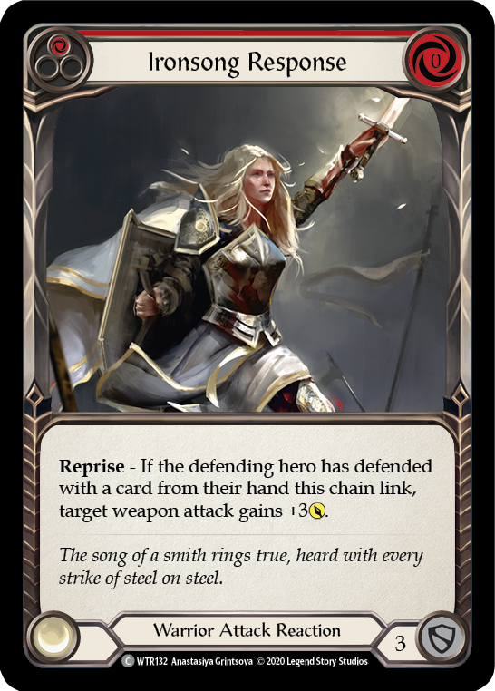 Flesh and Blood TCG | Ironsong Response (Red) [U-WTR132] (Welcome to Rathe Unlimited)  Unlimited Rainbow Foil | The Nerd Merchant