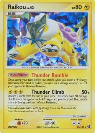 Pokemon | Raikou (16/132) (Cracked Ice Holo) [Diamond & Pearl: Secret Wonders] | The Nerd Merchant