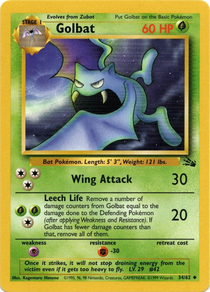 Pokemon | Golbat (34/62) [Fossil Unlimited] | The Nerd Merchant