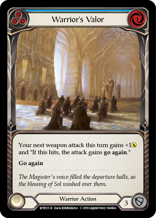 Flesh and Blood TCG | Warrior's Valor (Blue) [WTR131-R] (Welcome to Rathe)  Alpha Print Normal | The Nerd Merchant