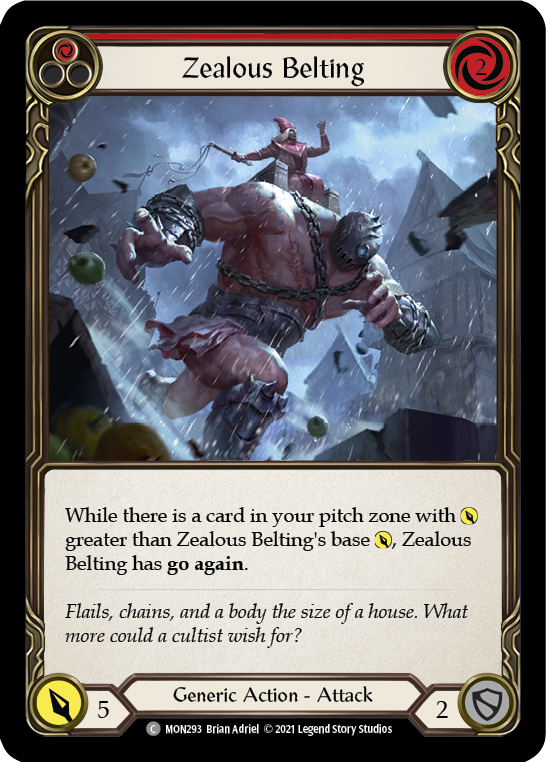 Flesh and Blood TCG | Zealous Belting (Red) [MON293-RF] (Monarch)  1st Edition Rainbow Foil | The Nerd Merchant