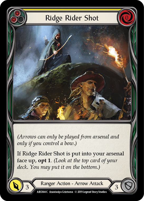 Flesh and Blood TCG | Ridge Rider Shot (Yellow) [ARC064-C] (Arcane Rising)  1st Edition Normal | The Nerd Merchant