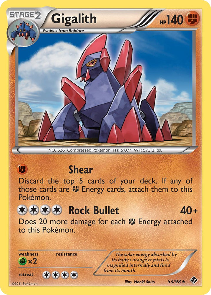 Pokemon | Gigalith (53/98) (Cracked Ice Holo) (Blister Exclusive) [Black & White: Emerging Powers] | The Nerd Merchant