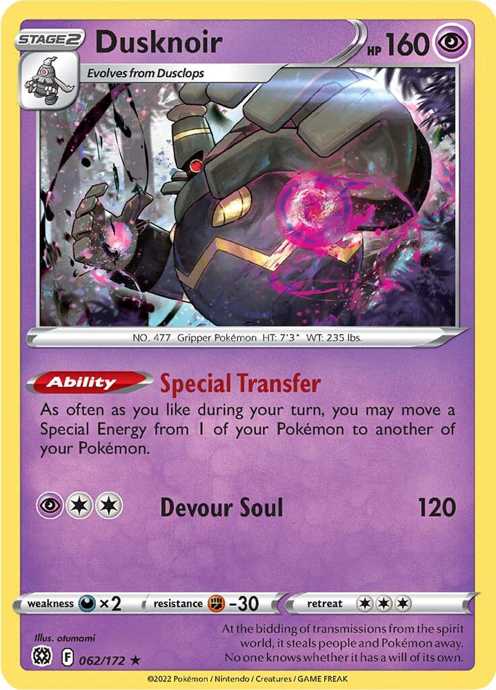 Pokemon | Dusknoir (062/172) [Sword & Shield: Brilliant Stars] | The Nerd Merchant