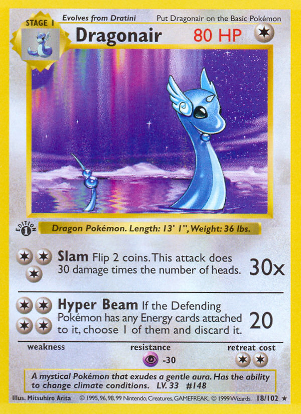 Pokemon | Dragonair (18/102) (Shadowless) [Base Set 1st Edition] | The Nerd Merchant)